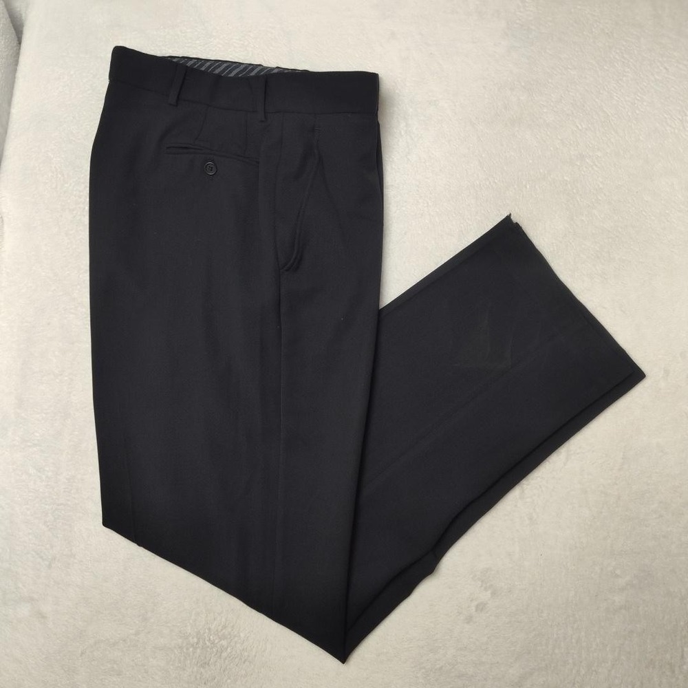 Ted Baker Pants Mens 36x32 Black Slim Tweed Wool Polyester Viscose Dress Slacks